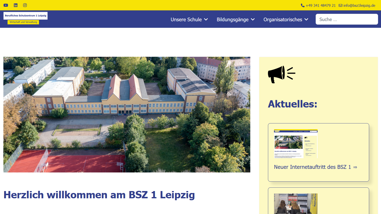 Ansicht der neuen Homepage des BSZ1